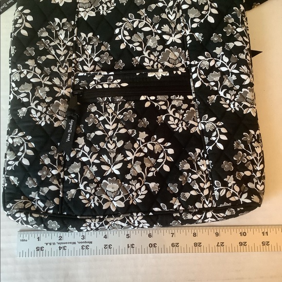 Vera Bradley Crossbody Shoulder Bag With Coin Pouch Black/White/Grey Floral - Picture 5 of 13